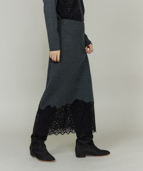 INED / イネド ミニ・ひざ丈スカート | 《大きいサイズ》レースニットスカート | 詳細1
