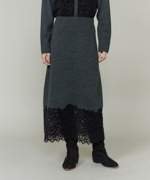 INED / イネド ミニ・ひざ丈スカート | 《大きいサイズ》レースニットスカート | 詳細8