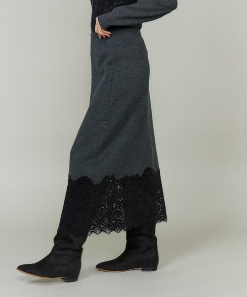INED / イネド ミニ・ひざ丈スカート | 《大きいサイズ》レースニットスカート | 詳細9