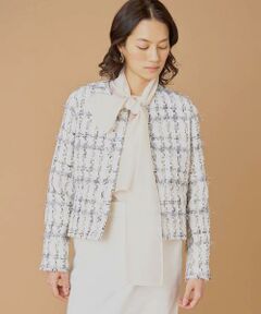 INED / イネド ノーカラージャケット | ノーカラーツイードジャケット《LINTON》