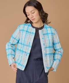 INED / イネド ノーカラージャケット | ノーカラーツイードジャケット《LINTON》