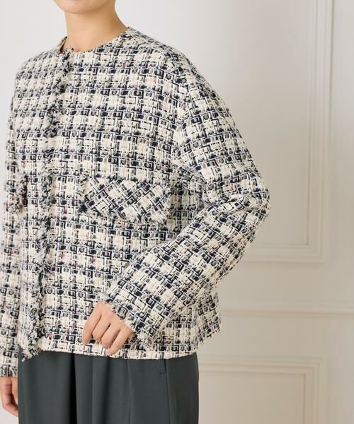 INED / イネド ノーカラージャケット | 《大きいサイズ》LINTONノーカラージャケット | 詳細11