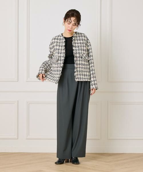 INED / イネド ノーカラージャケット | 《大きいサイズ》LINTONノーカラージャケット | 詳細3