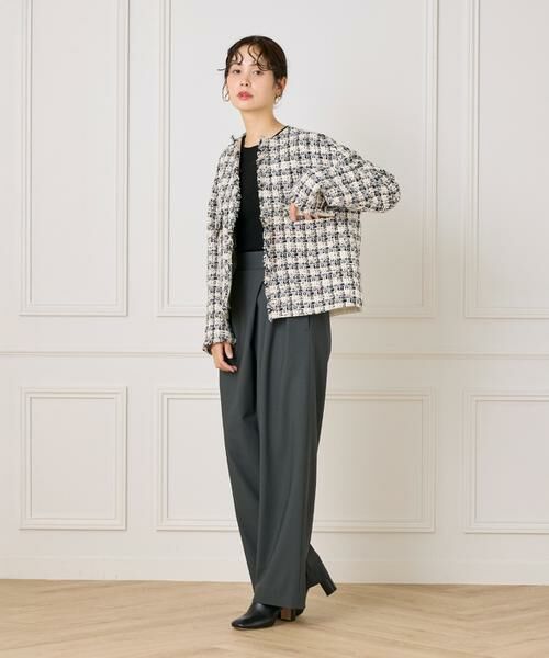 INED / イネド ノーカラージャケット | 《大きいサイズ》LINTONノーカラージャケット | 詳細4