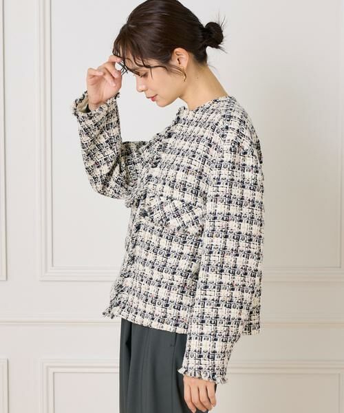 INED / イネド ノーカラージャケット | 《大きいサイズ》LINTONノーカラージャケット | 詳細8