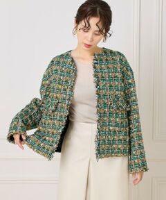 INED / イネド ノーカラージャケット | 《大きいサイズ》LINTONノーカラージャケット