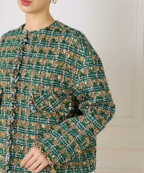 INED / イネド ノーカラージャケット | 《大きいサイズ》LINTONノーカラージャケット | 詳細10