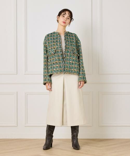 INED / イネド ノーカラージャケット | 《大きいサイズ》LINTONノーカラージャケット | 詳細2