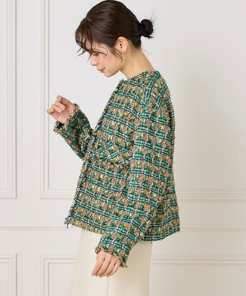 INED / イネド ノーカラージャケット | 《大きいサイズ》LINTONノーカラージャケット | 詳細7