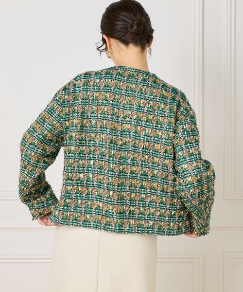 INED / イネド ノーカラージャケット | 《大きいサイズ》LINTONノーカラージャケット | 詳細8