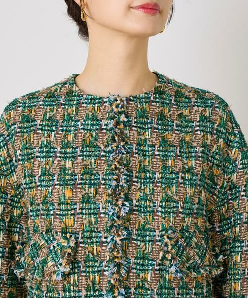 INED / イネド ノーカラージャケット | 《大きいサイズ》LINTONノーカラージャケット | 詳細9