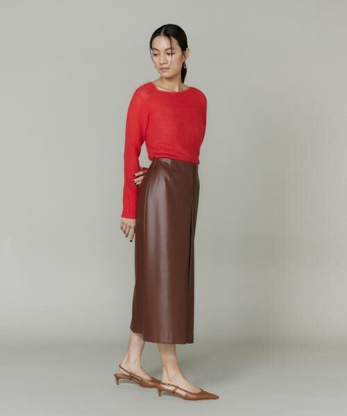 INED / イネド ミニ・ひざ丈スカート | 《大きいサイズ》フェイクレザースカート | 詳細10