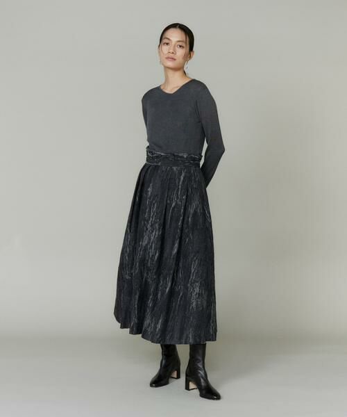 INED / イネド ミニ・ひざ丈スカート | 《大きいサイズ》ジャガードタックスカート　 | 詳細2