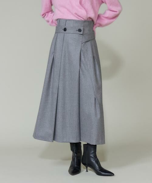 INED / イネド ロング・マキシ丈スカート | 《大きいサイズ》ラップ風スカート（グレー1）