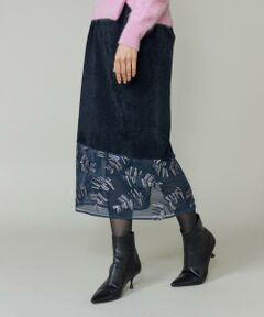 INED / イネド ミニ・ひざ丈スカート | 《大きいサイズ》ベルベットスカート