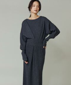 INED / イネド ミニ丈・ひざ丈ワンピース | 《大きいサイズ》タックデザインニットワンピース