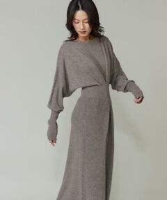 INED / イネド ミニ丈・ひざ丈ワンピース | 《大きいサイズ》タックデザインニットワンピース