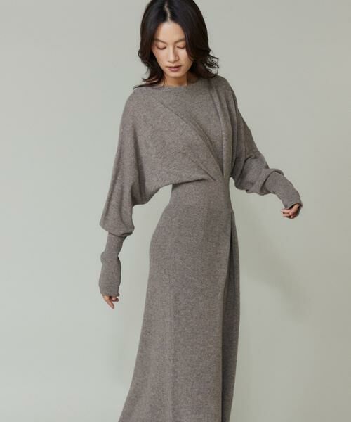 INED / イネド ミニ丈・ひざ丈ワンピース | 《大きいサイズ》タックデザインニットワンピース | 詳細1