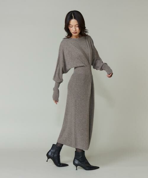 INED / イネド ミニ丈・ひざ丈ワンピース | 《大きいサイズ》タックデザインニットワンピース | 詳細3