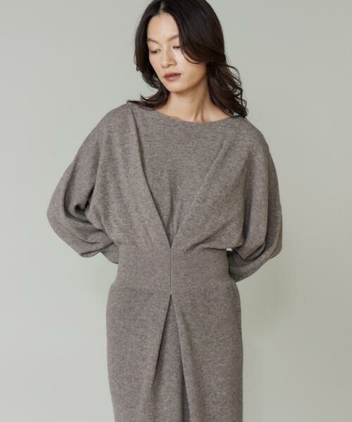 INED / イネド ミニ丈・ひざ丈ワンピース | 《大きいサイズ》タックデザインニットワンピース | 詳細9