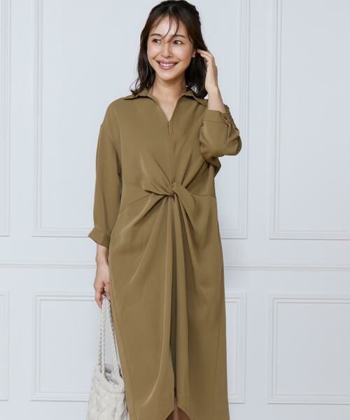 INED / イネド ミニ丈・ひざ丈ワンピース | サテンツイストワンピース | 詳細1