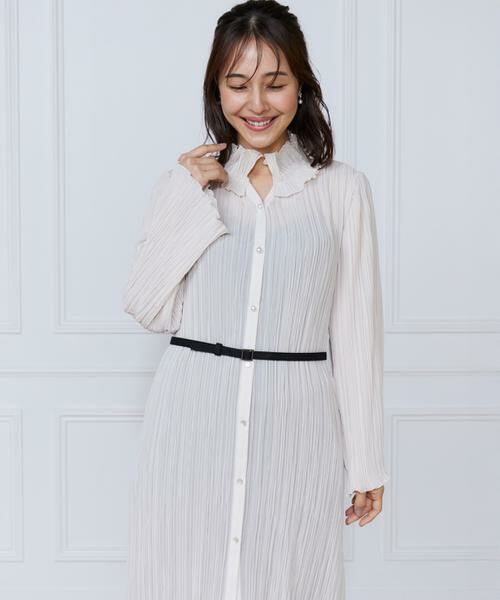 INED / イネド シャツ・ブラウス | プリーツロングブラウス（ベージュ2）