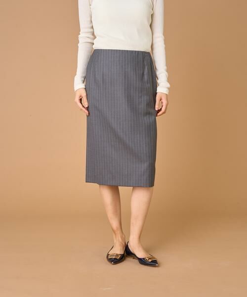 INED / イネド ミニ・ひざ丈スカート | シルクウールタイトスカート《Loro Piana》 | 詳細3