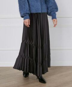 INED / イネド ミニ・ひざ丈スカート | 《大きいサイズ》サテンプリーツスカート《la veille by SUPERIOR CLOSET》