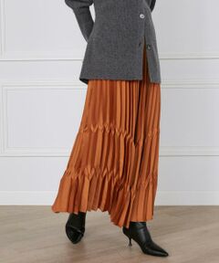 INED / イネド ミニ・ひざ丈スカート | 《大きいサイズ》サテンプリーツスカート《la veille by SUPERIOR CLOSET》