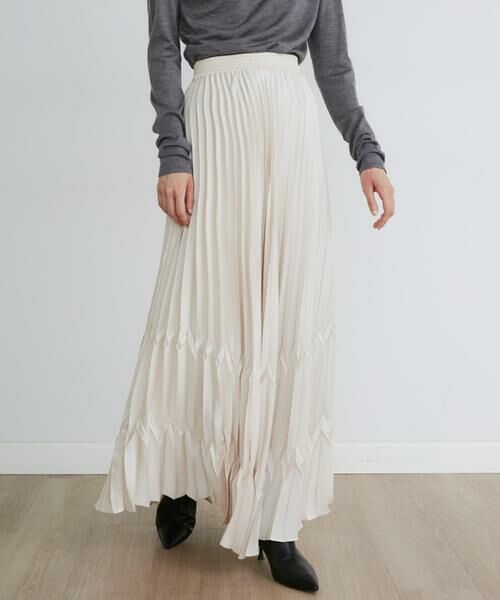 INED / イネド ミニ・ひざ丈スカート | 《大きいサイズ》サテンプリーツスカート《la veille by SUPERIOR CLOSET》 | 詳細1