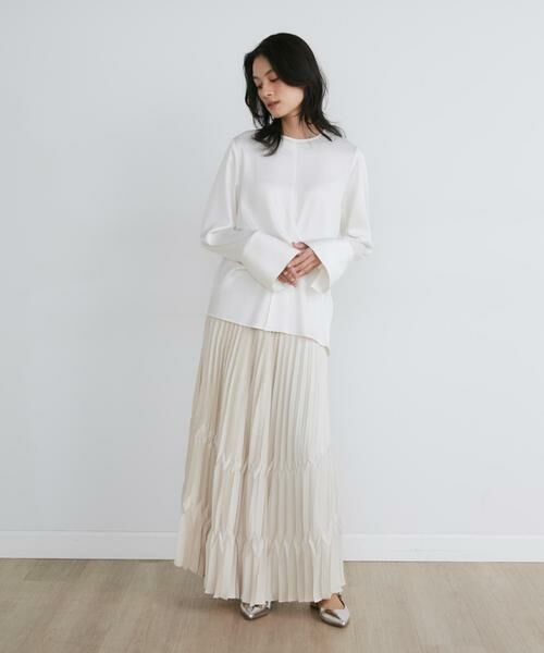 INED / イネド ミニ・ひざ丈スカート | 《大きいサイズ》サテンプリーツスカート《la veille by SUPERIOR CLOSET》 | 詳細3