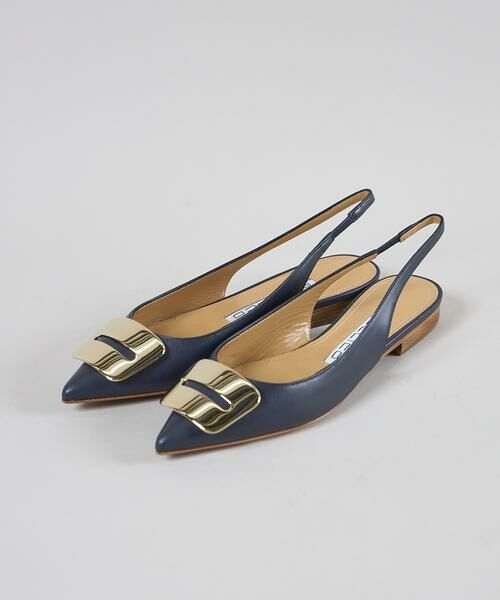 INED / イネド フラットシューズ | バックストラップパンプス ANIMA（ネイビー）
