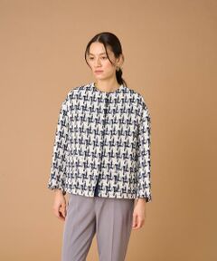 INED / イネド ノーカラージャケット | 千鳥柄ツイードジャケット《LINTON》