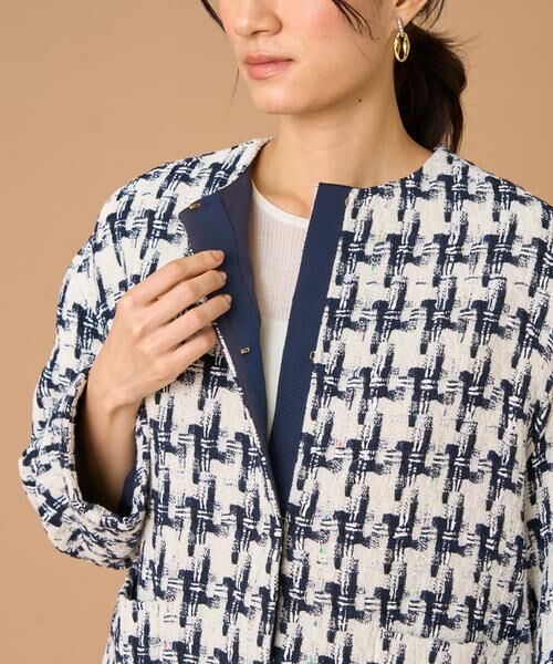 INED / イネド ノーカラージャケット | 千鳥柄ツイードジャケット《LINTON》 | 詳細15