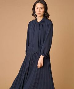 INED / イネド ミニ丈・ひざ丈ワンピース | ボウタイ付きプリーツワンピース