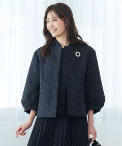 INED / イネド ノーカラージャケット | ジャガードノーカラージャケット