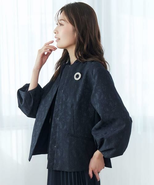 INED / イネド ノーカラージャケット | 《大きいサイズ》ジャガードノーカラージャケット | 詳細2