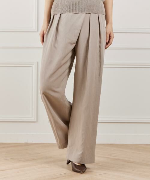 INED / イネド スラックス・ドレスパンツ | ラップパンツ　（グレーベージュ3）