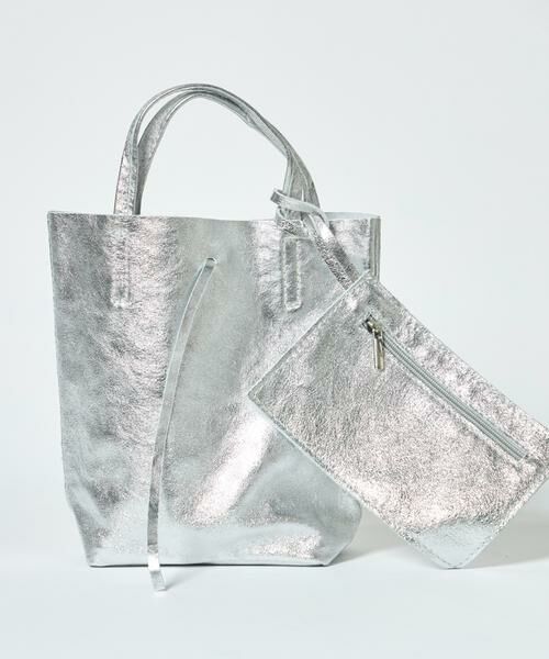 INED / イネド トートバッグ | メタリックミニトートバッグ《MILLELA FIRENZE》（シルバー）