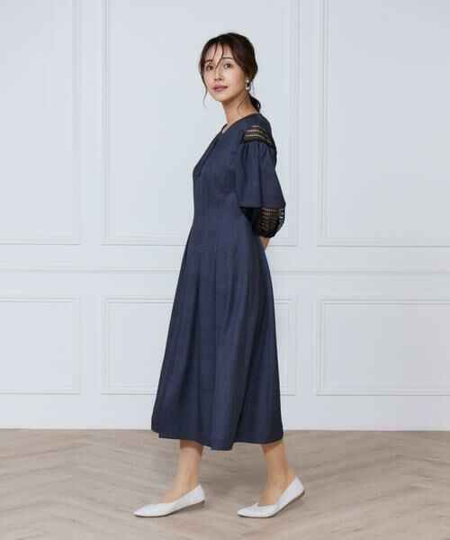 INED / イネド ミニ丈・ひざ丈ワンピース | デニムプリントレース使いワンピース | 詳細3