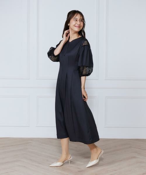 INED / イネド ミニ丈・ひざ丈ワンピース | デニムプリントレース使いワンピース | 詳細6