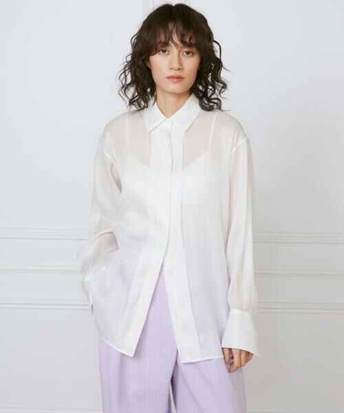 INED / イネド シャツ・ブラウス | 《大きいサイズ》オーガンジーシャツ《la veille by SUPERIOR CLOSET》（オフホワイト1）