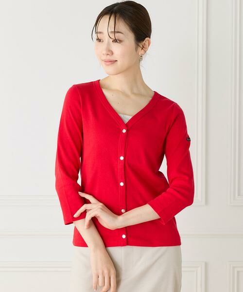 INED / イネド カットソー | Vネックカットソーカーディガン《Le minor》（レッド）