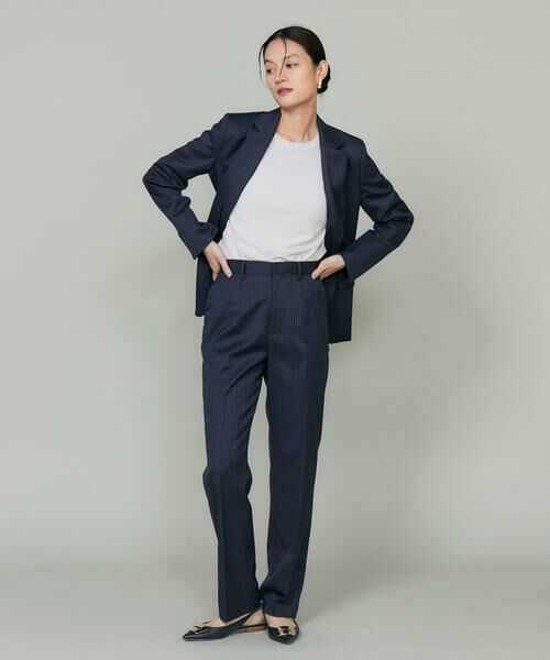INED / イネド その他パンツ | 《大きいサイズ》シルクウールストライプセンタープレスパンツ | 詳細2