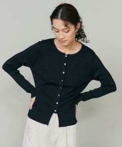 INED / イネド カーディガン・ボレロ | シルクコットンクルーネックリブカーディガン