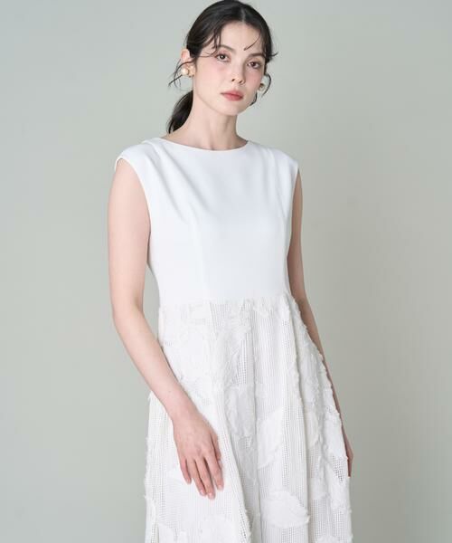 INED / イネド ミニ丈・ひざ丈ワンピース | 異素材ワンピース（アイボリー2）