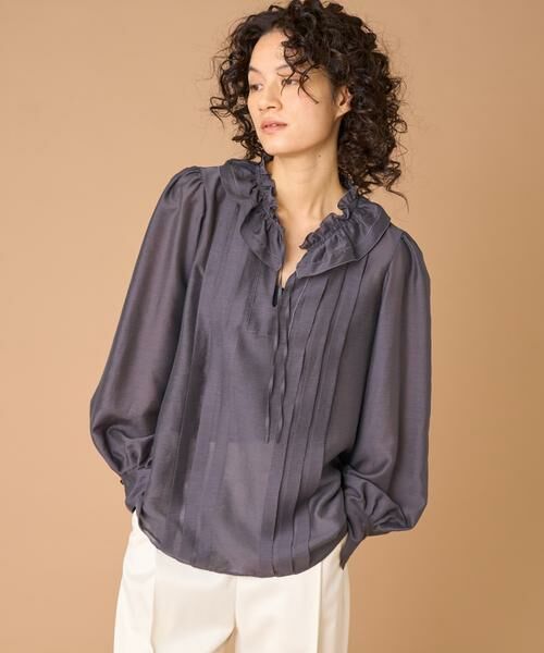 INED / イネド シャツ・ブラウス | フリルブラウス（ミディアムグレー2）