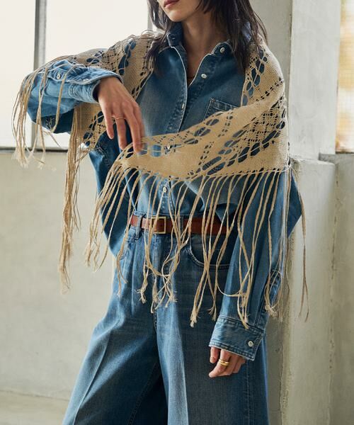 INED / イネド マフラー・ショール・スヌード・ストール | フリンジレースストール《ASAUCE MELER》 | 詳細12