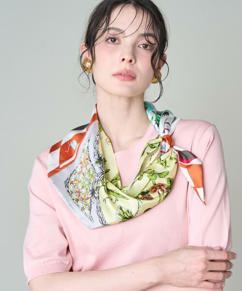 INED / イネド マフラー・ショール・スヌード・ストール | ダイヤ型スカーフ ハーバルガーデン《manipuri》（グレー1）