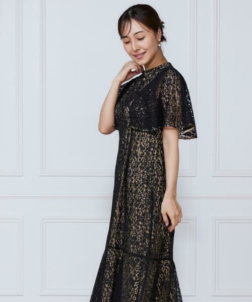 INED / イネド ミニ丈・ひざ丈ワンピース | 配色レースマーメイドワンピース（ブラック）